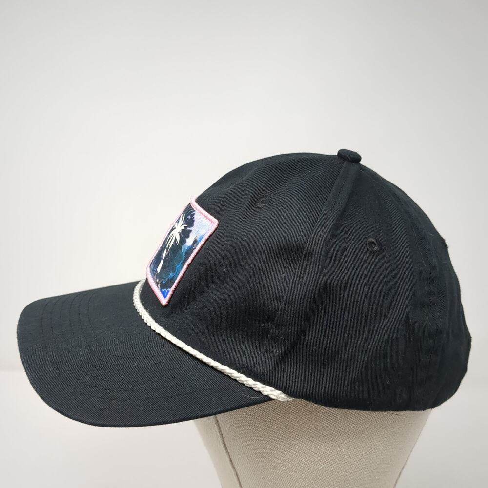 Palm Tree Patch Snapback Rope Hat Solid Black One… - image 3